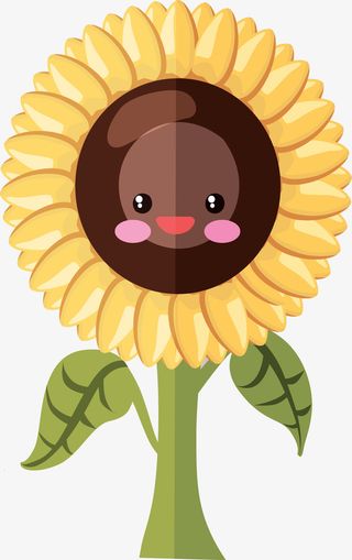 卡通春天向日葵小人免抠