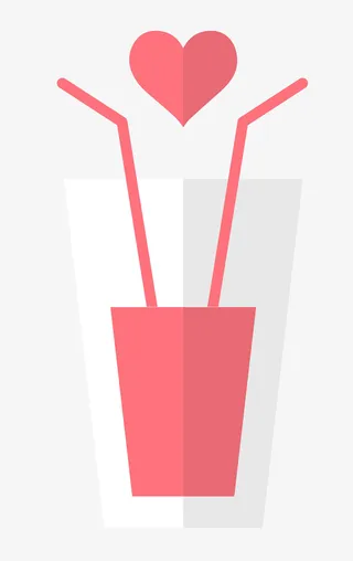 卡通爱情图标吸管饮料杯免抠