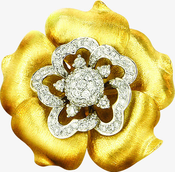 金色钻石珠宝花朵戒指免抠