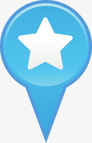 卡通蓝色五角星定位标志图免抠