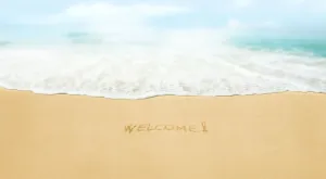 沙滩立绘海边浪花背景天空场景素材