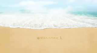 沙滩立绘海边浪花背景天空场景素材