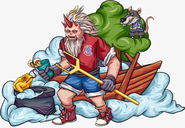 国潮涂鸦插画元素魔免抠