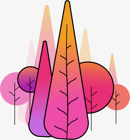 渐变风格树林免抠