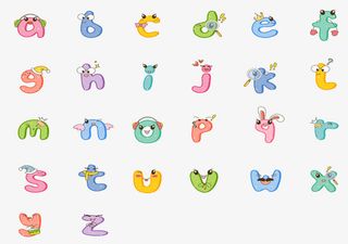 手绘卡通字母免抠