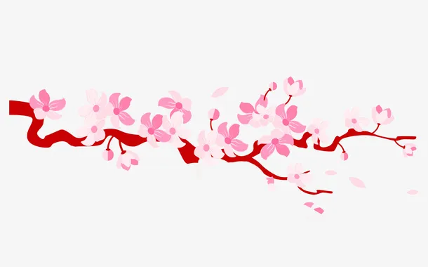 春天桃花枝条装饰粉色免抠