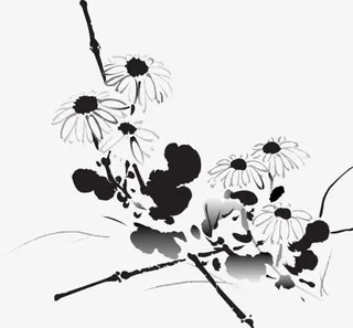 水墨菊花免抠