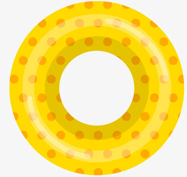 黄色扁平斑点游泳圈免抠
