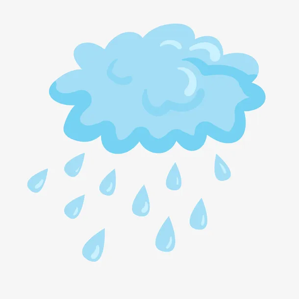手绘雨水云朵插画免抠