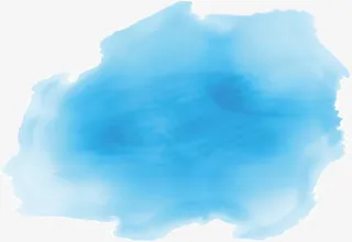 天蓝色水彩晕染海报免抠