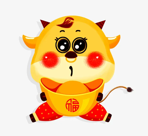 新年元宝卡通牛免抠