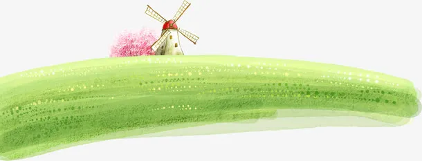手绘草坪春季水彩画册免抠