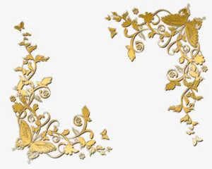 金色欧美风花边框免抠