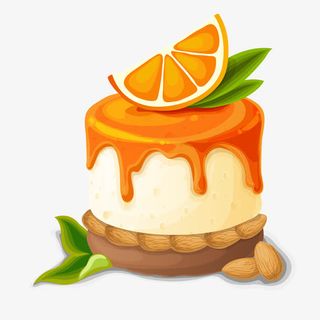 卡通橙子蛋糕设计免抠