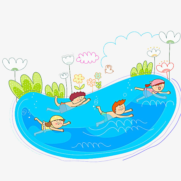 游泳的孩子免抠