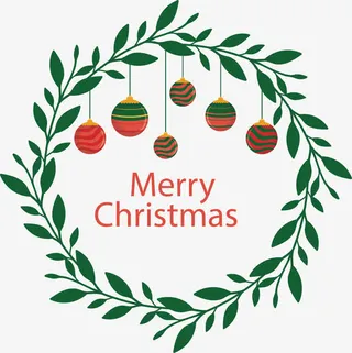 圣诞球花环免抠