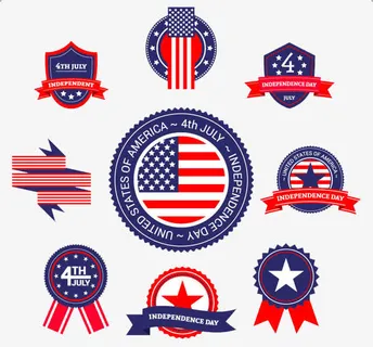 数个美国劳动节特色徽章免抠