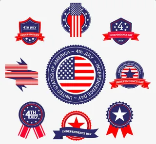 数个美国劳动节特色徽章免抠