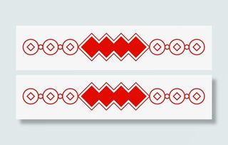 红色中国风简约线条花纹边框花边分割线免抠