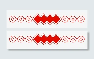 红色中国风简约线条花纹边框花边分割线免抠