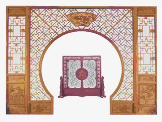 雕花博古架免抠