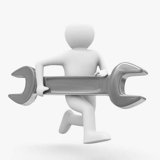 有质感的3D小人手拿扳手免抠
