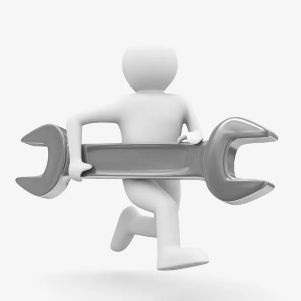 有质感的3D小人手拿扳手免抠