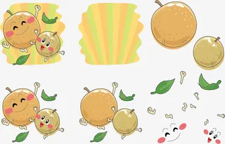 矢量手绘跳跃橙子表情免抠