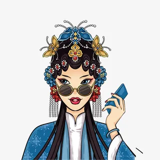 国潮人物花旦免抠