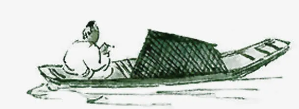 水墨艺术手绘小船免抠