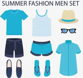 蓝色T恤矢量图免抠