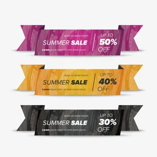 彩色飘带热卖标签图片免抠