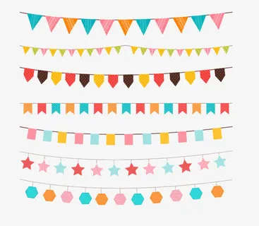 长彩旗分割线集合免抠