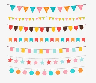 长彩旗分割线集合免抠