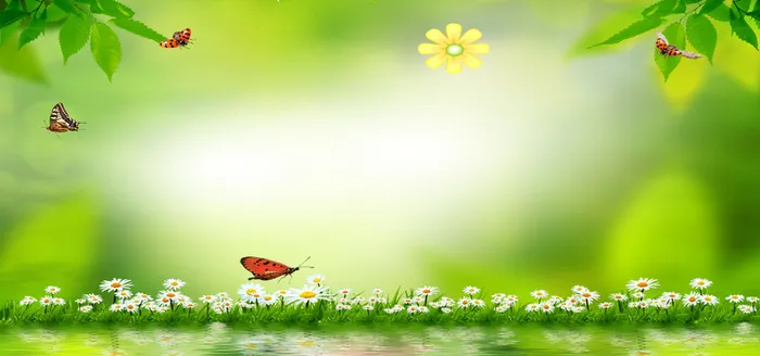 春季新品上市绿色淘宝海报背景高清