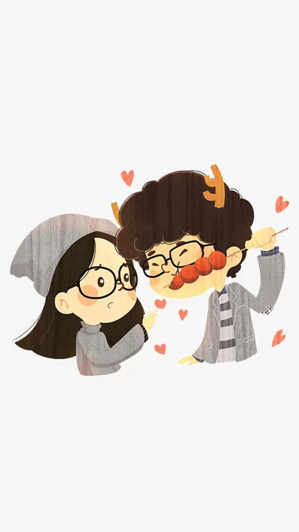 手绘卡通小女孩小男孩免抠