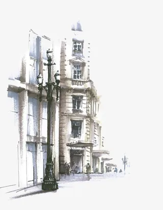 欧式复古街道免抠