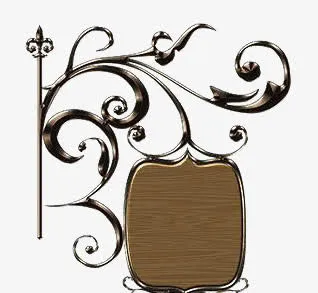 欧式铁艺花纹木质边框花纹免抠