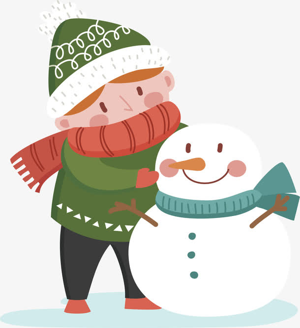 冬天堆雪人的人免抠