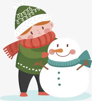 冬天堆雪人的人免抠