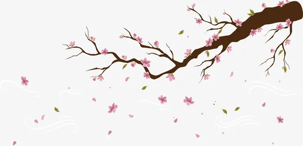 纷纷落下的桃花花瓣免抠