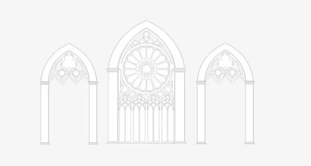 手绘白色欧式门窗设计免抠