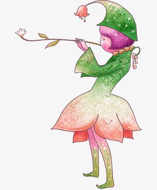 春天小精灵花朵手绘免抠