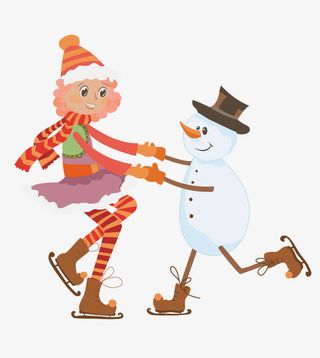 滑旱冰的雪人免抠