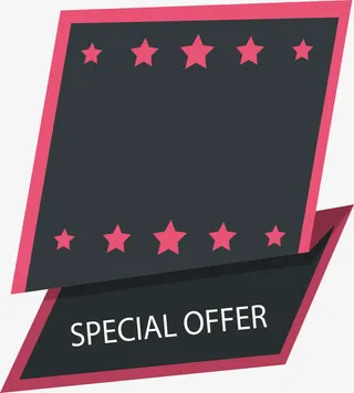 玫红折纸促销标签免抠