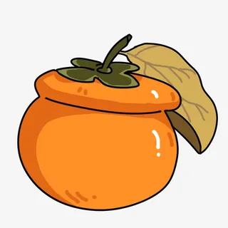 中国风手绘成熟大柿子免抠