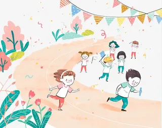 卡通欢呼的孩子免抠