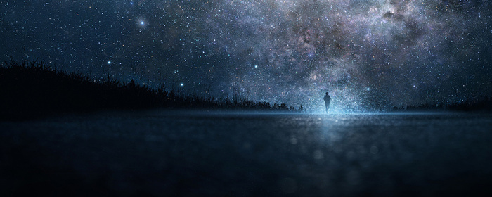 星空下的森林背景高清