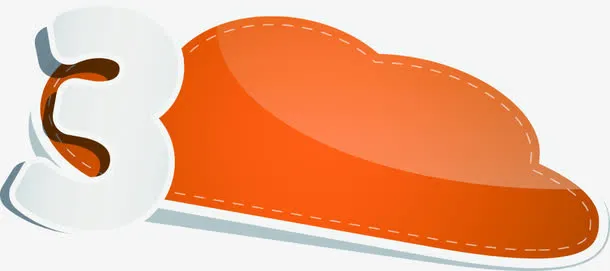 高清摄影卡通橙色云3字体设计效果免抠