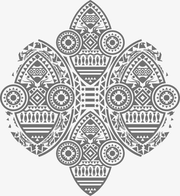 黑色花纹图案免抠